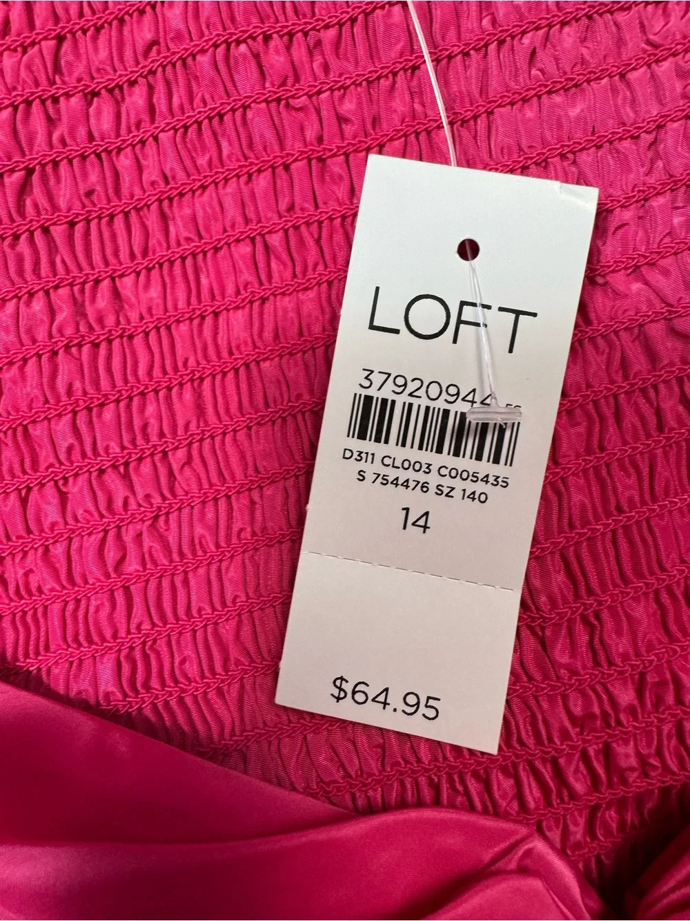 NWT New LOFT Taffeta Puff Sleeve Sweetheart Top In Melrose Pink Size 14